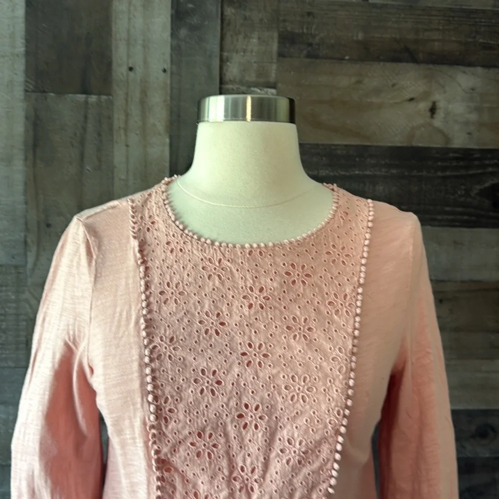 Boden pink peasant top small feminine boho floral eyelet lace angelic lovecore